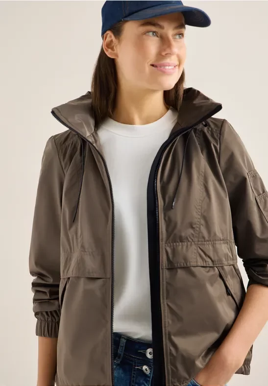 Cecil Damen Jacke mit verstaubarer Kapuze in Braun, Gr: 3XL