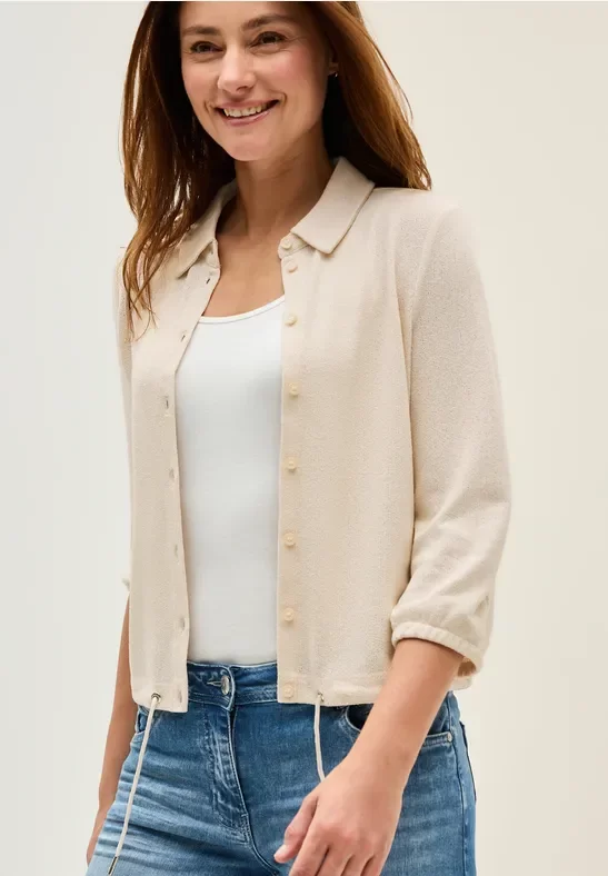Thumbnail - Cecil Damen Leichte Crepe Jacke in Beige, Gr: XXL