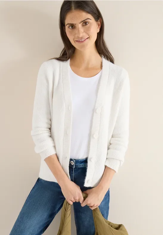 Cecil Damen Federgarn Cardigan in Grau, Gr: S