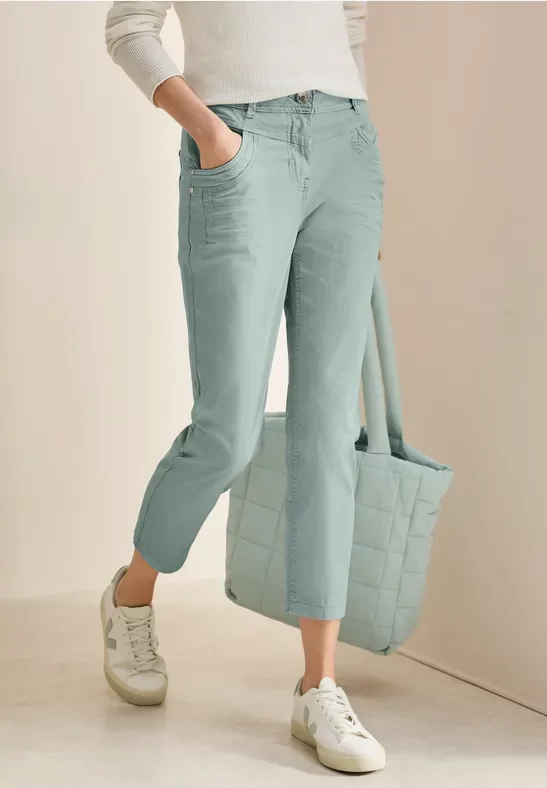 Thumbnail - Cecil Damen Hose im Casual Fit in Grün, Gr: 27