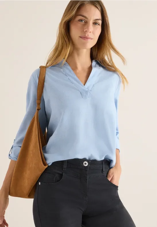 Cecil Damen Melange Bluse in Blau, Gr: M