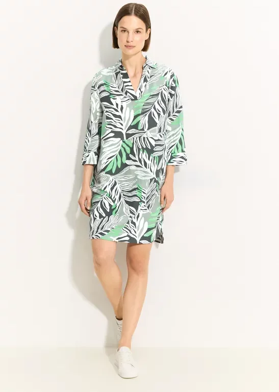 Thumbnail - Cecil Damen Leinenmix Kleid mit Print in Grün, Gr: XS