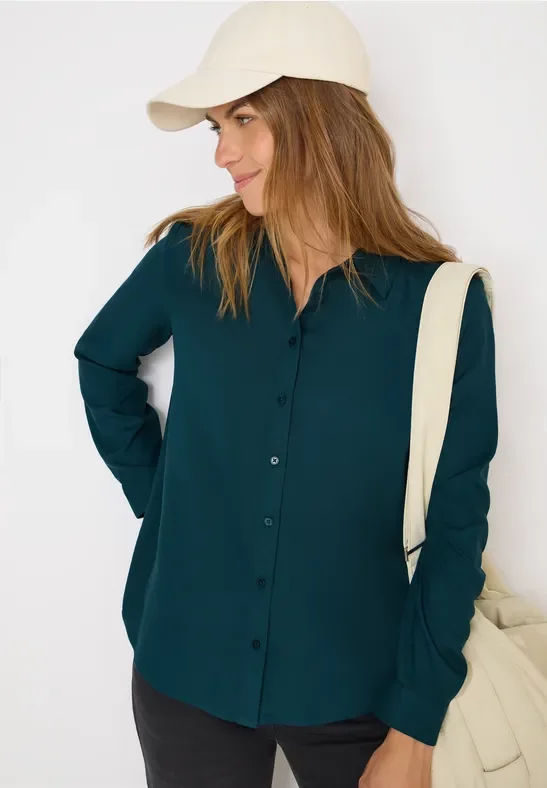 Cecil Damen Hemdbluse in Unifarbe in Grün, Gr: L