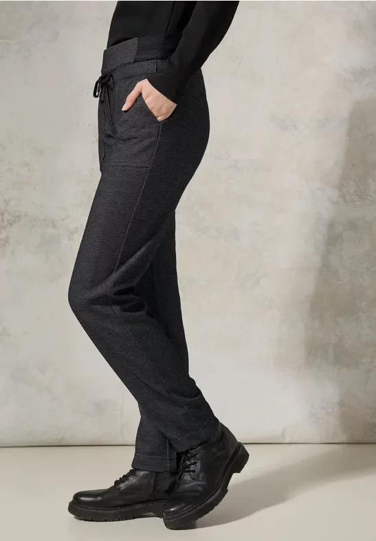 Thumbnail - Cecil Damen Gemusterte Hose in Schwarz, Gr: XXL