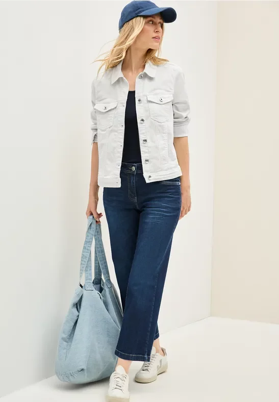 Thumbnail - Cecil Damen Gestreifte Jacke in Grau, Gr: M