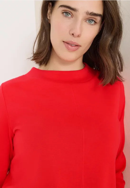 Cecil Damen Funnelneck Shirt in Unifarbe in Orange, Gr: M