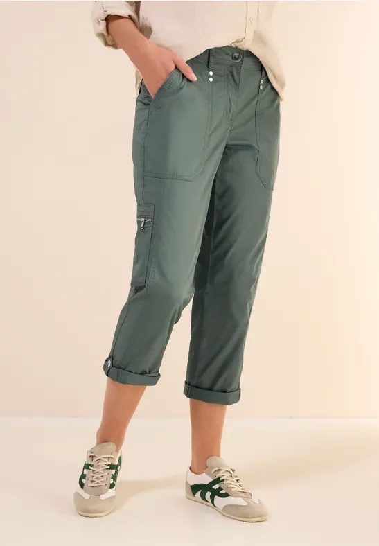 Thumbnail - Cecil Damen 7/8-Hose im Cargo-Look in Grün, Gr: 34