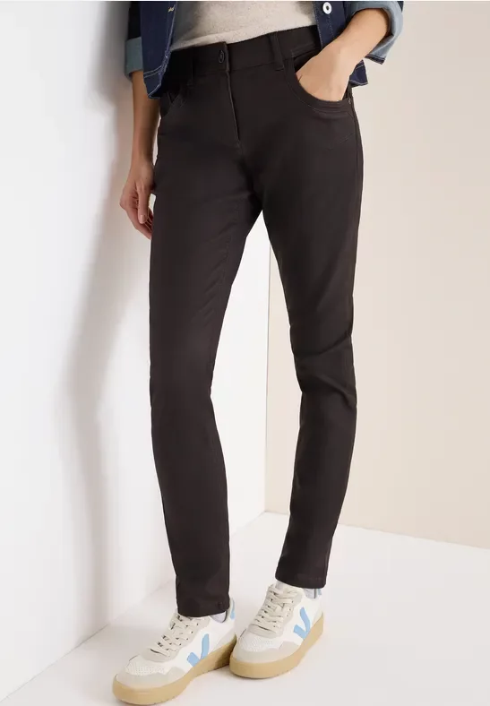 Cecil Damen Hose im Leder-Look in Braun, Gr: 26