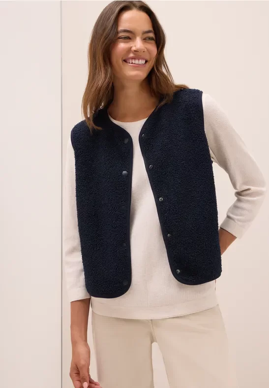 Cecil Damen Weste in Wolloptik in Blau, Gr: XXL