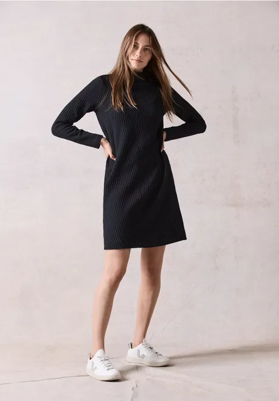 Thumbnail - Cecil Damen Strukturkleid mit Turtleneck in Blau, Gr: L