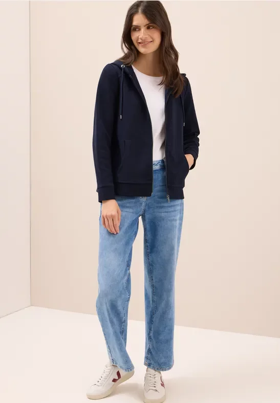 Cecil Damen Sweatjacke mit Struktur in Blau, Gr: L