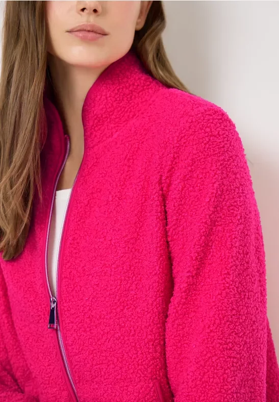 Cecil Damen Jacke aus Teddy-Material mit Zipper in Pink, Gr: L