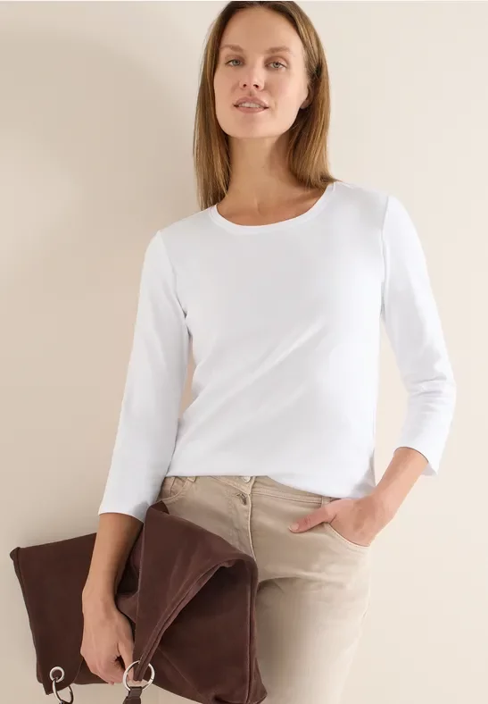 Cecil Damen Basic Shirt in Weiß, Gr: 3XL