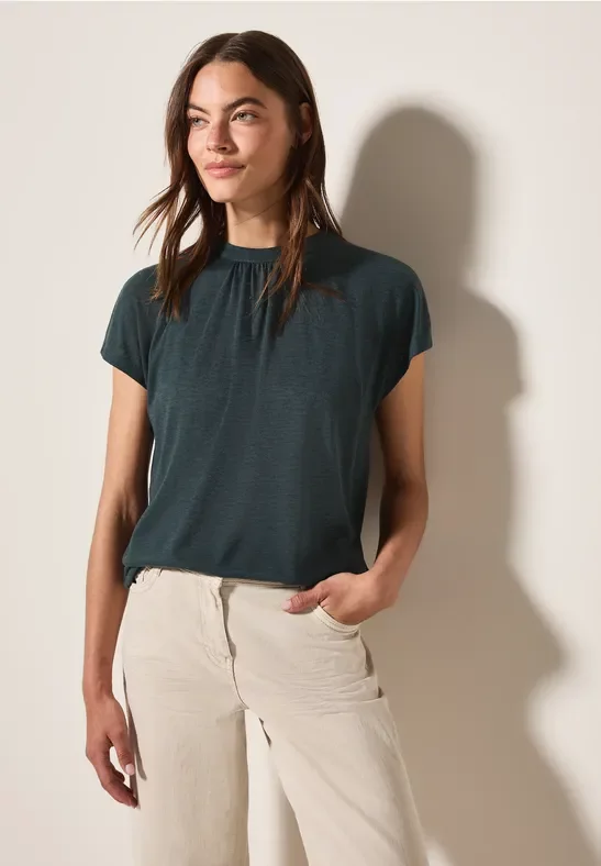 Thumbnail - Cecil Damen Shirt mit Ausbrenner-Muster in Grün, Gr: L