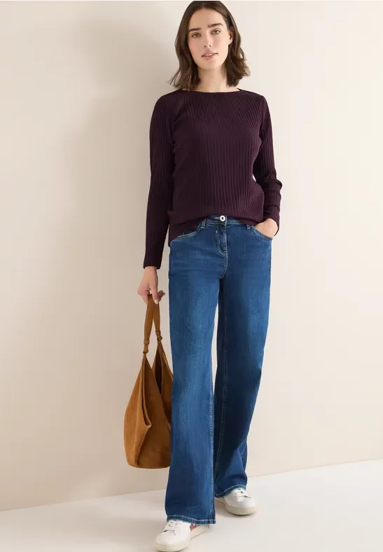 Cecil Damen Rippstruktur Shirt in Rot, Gr: L