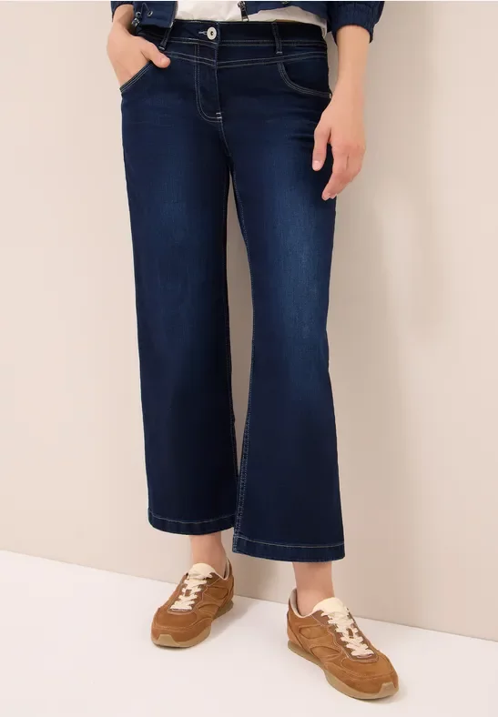Cecil Damen Wide Leg Jeans in Blau, Gr: 33