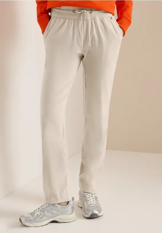 Cecil Damen Leichte Hose im Casual Fit mit Stretch in Beige, Gr: M