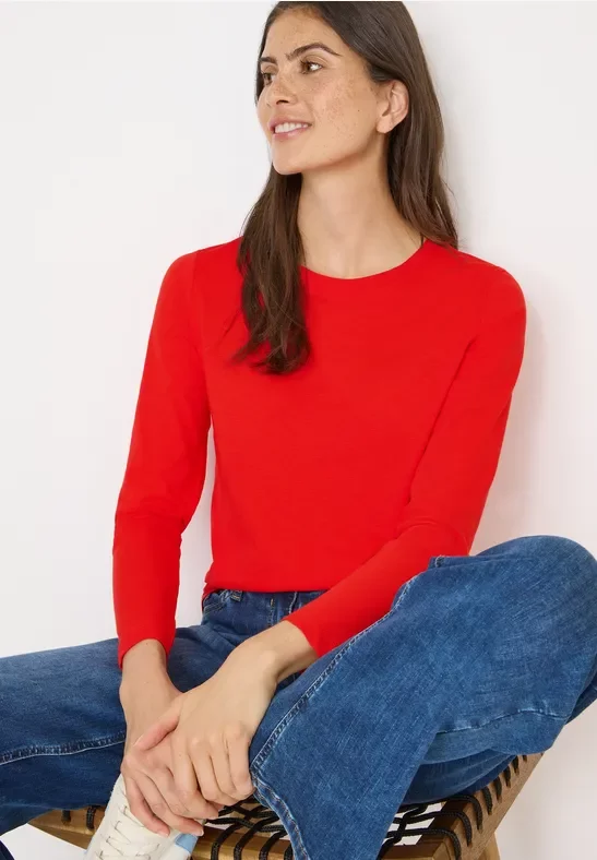 Cecil Damen Basic Rundhalsshirt in Orange, Gr: XXL