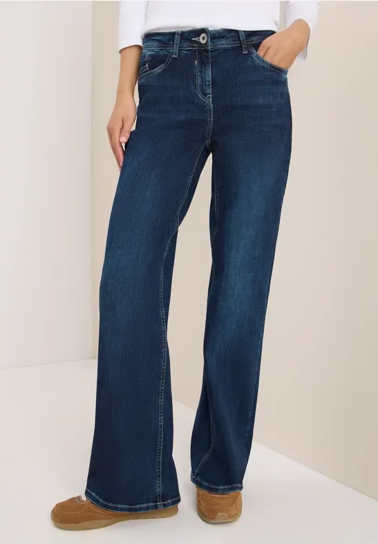 Cecil Damen Wide Leg Jeans in Blau, Gr: 30