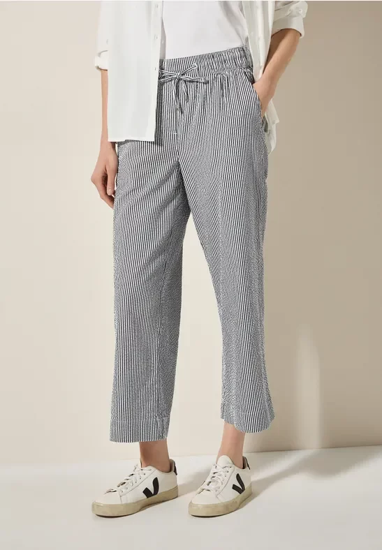 Thumbnail - Cecil Damen Gestreifte Seersucker Hose in Blau, Gr: L