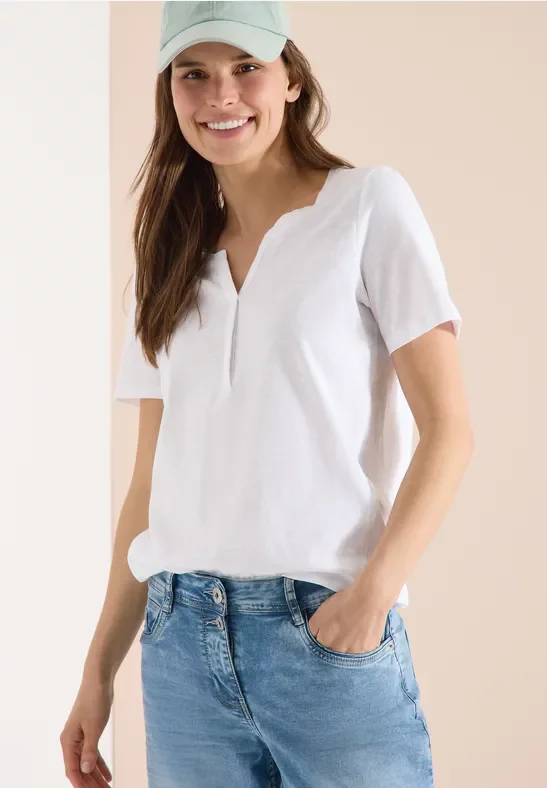 Cecil Damen Basic Shirt im Tunika-Look in Weiß, Gr: M