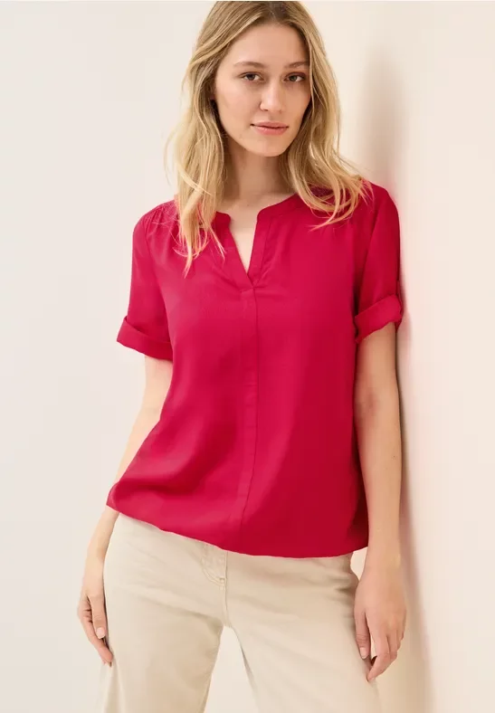 Thumbnail - Cecil Damen Split Neck Viskose-Bluse in Rot, Gr: S