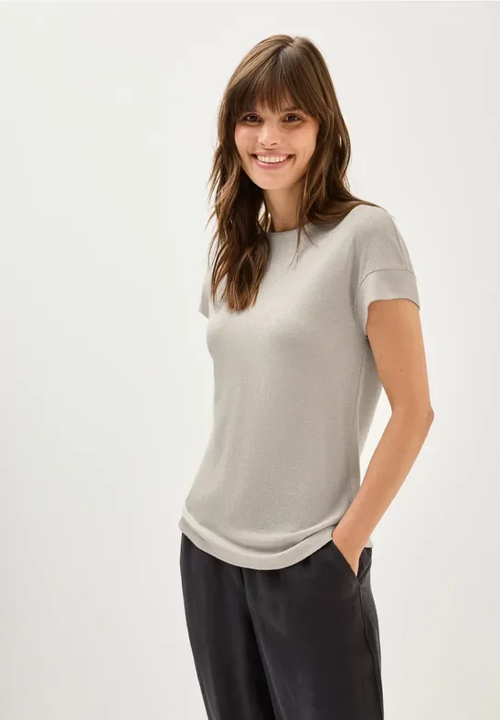 Cecil Damen T-Shirt mit Glitzerdetails in Beige, Gr: XXL