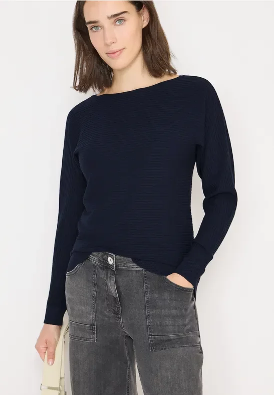 Cecil Damen Cosy Strukturmix Dolman in Blau, Gr: L
