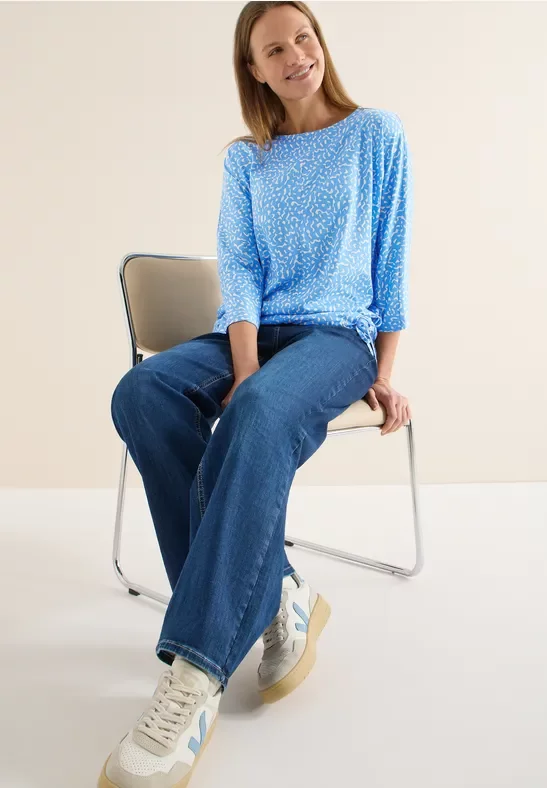 Thumbnail - Cecil Damen Shirt mit Minimal Print in Blau, Gr: XL