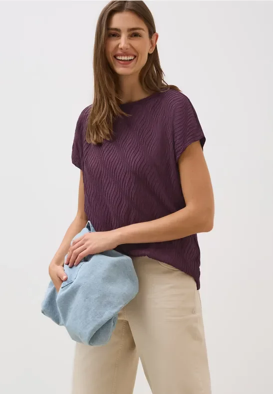 Cecil Damen Strukturmix T-Shirt in Rot, Gr: XXL