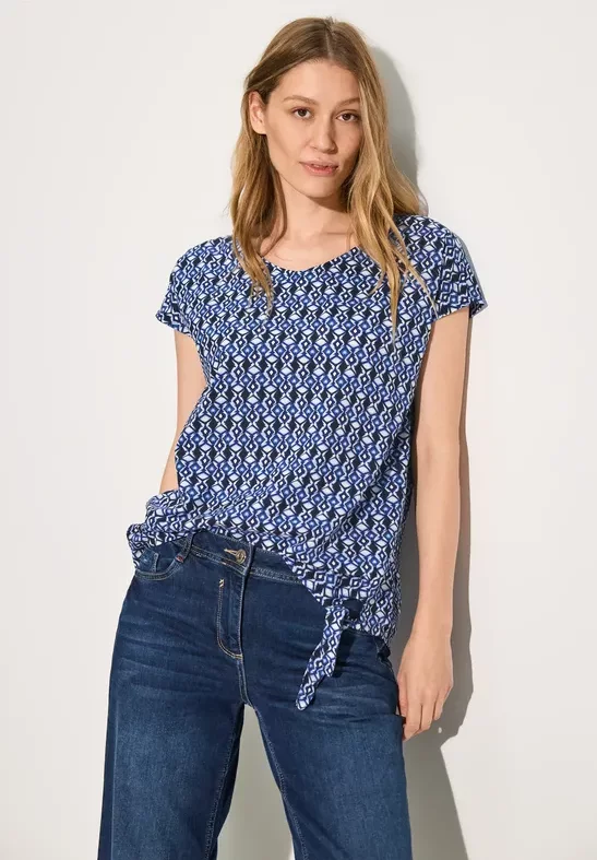 Cecil Damen Bluse mit grafischem Muster in Blau, Gr: M