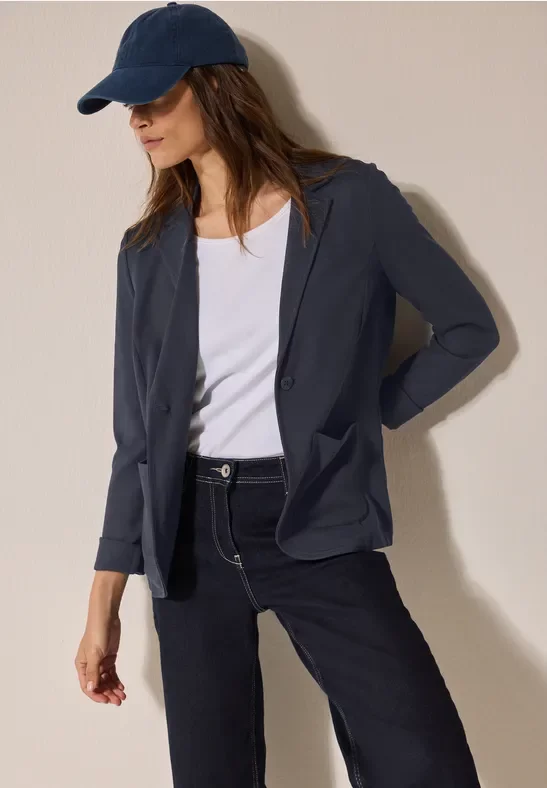 Thumbnail - Cecil Damen Basic Strukturblazer in Blau, Gr: XL