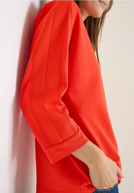 Cecil Damen Batwing Shirt mit Tape in Orange, Gr: XXL
