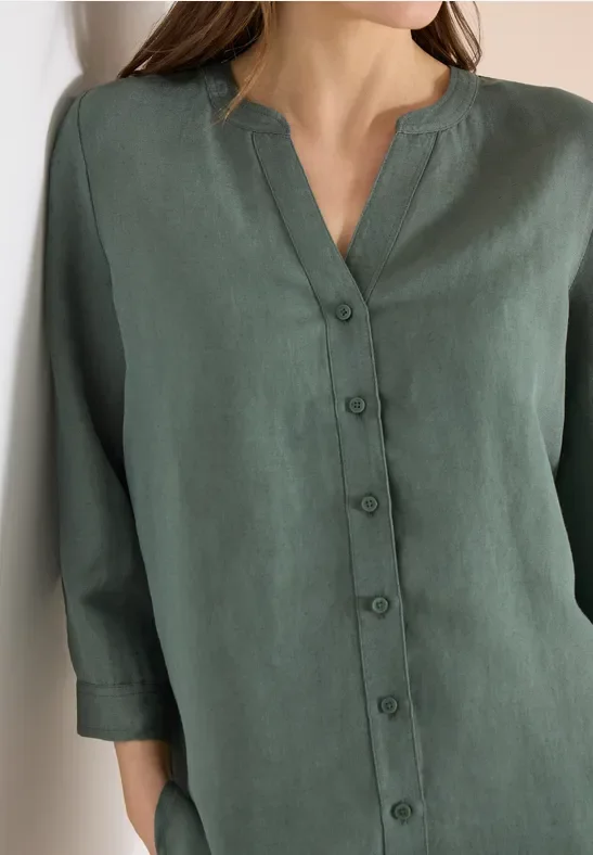 Cecil Damen 3/4-Arm Bluse aus Leinenmix in Grün, Gr: XXL
