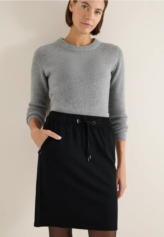 Cecil Damen Jogg-Skirt mit Glitzer-Tape in Schwarz, Gr: L