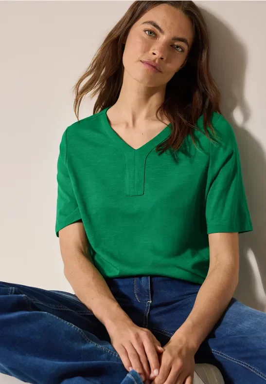 Cecil Damen T-Shirt im Tunika-Look in Grün, Gr: XS