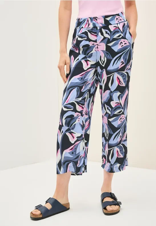 Thumbnail - Cecil Damen Gemusterte Wide Leg Hose in Blau, Gr: S