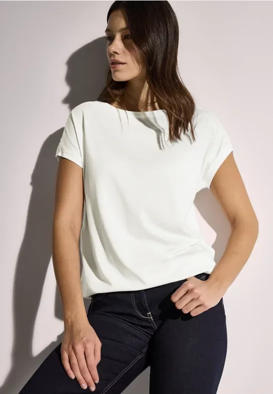 Thumbnail - Cecil Damen T-Shirt mit Raffung in Weiß, Gr: L