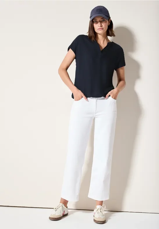 Thumbnail - Cecil Damen Bluse in Unifarbe in Blau, Gr: S