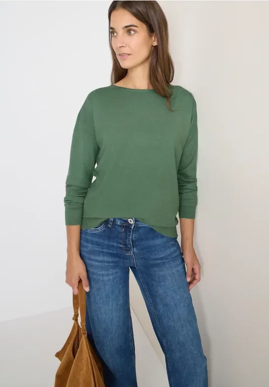 Thumbnail - Cecil Damen Pullover mit Strukturdetail in Grün, Gr: M
