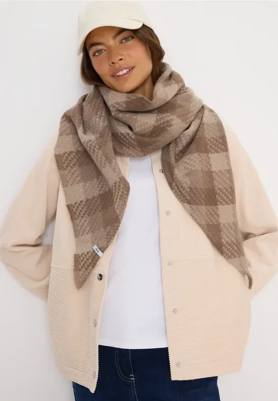 Cecil Damen Kariertes Dreieckstuch in Braun, Gr: One size