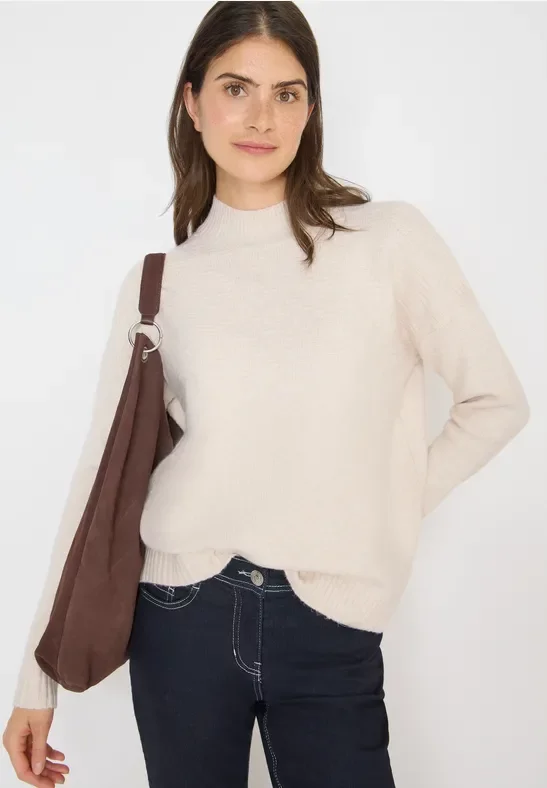 Thumbnail - Cecil Damen Softer Jacquard Pullover in Beige, Gr: XXL