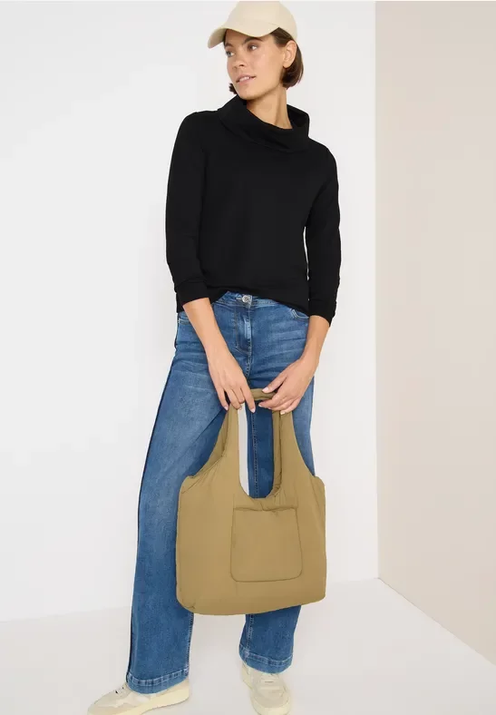 Cecil Damen Shirt mit großem Kragen in Schwarz, Gr: L