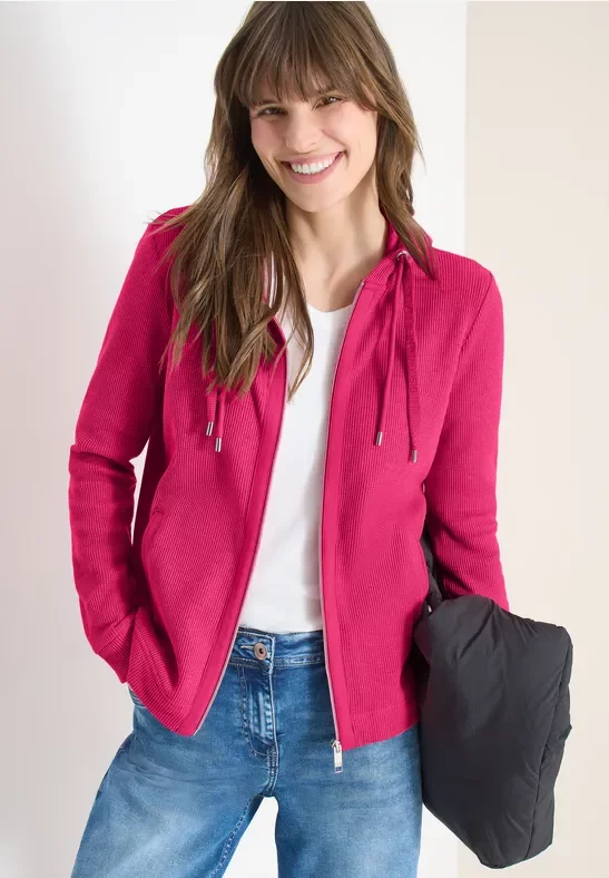 Cecil Damen Jacke mit Kapuze und Streifenmuster in Pink, Gr: M