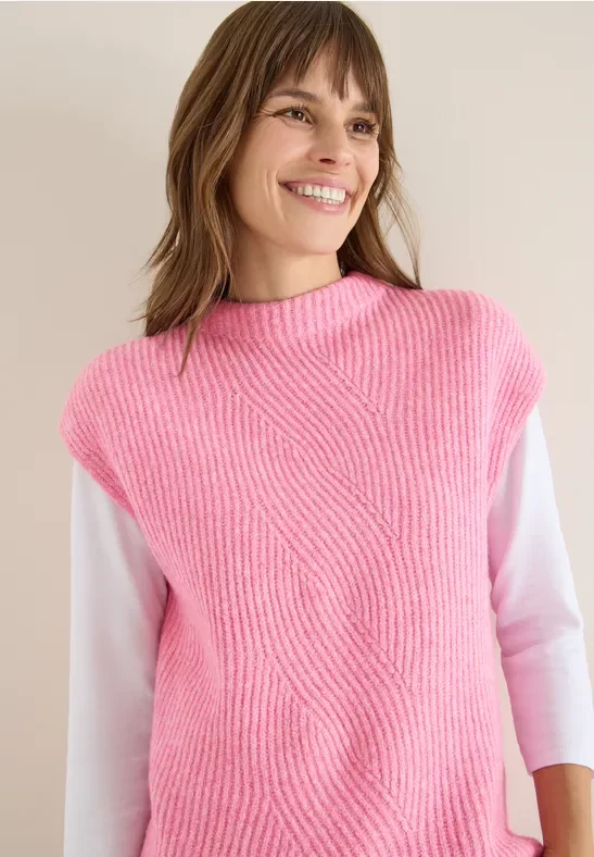 Thumbnail - Cecil Damen Pullunder mit Strickdetail in Rosa, Gr: S