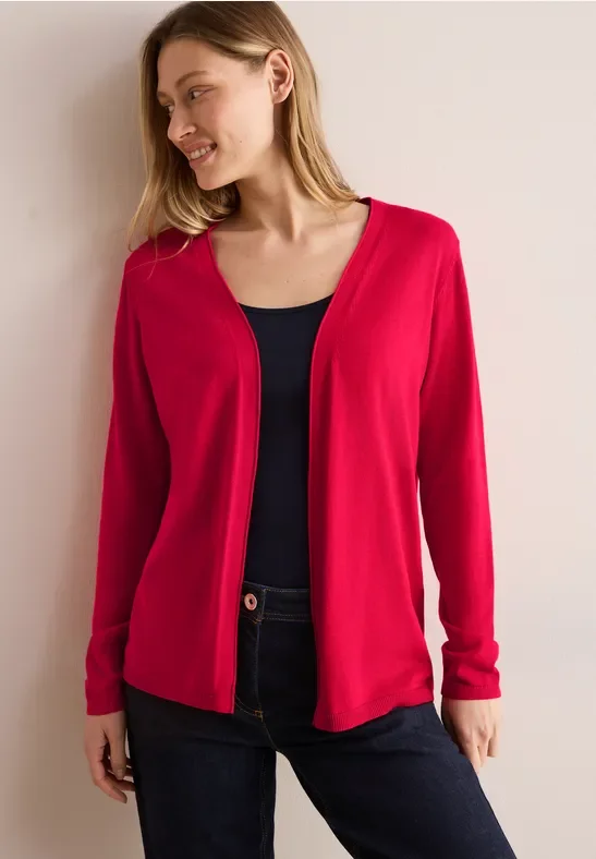 Cecil Damen Offener Basic Cardigan in Rot, Gr: XL