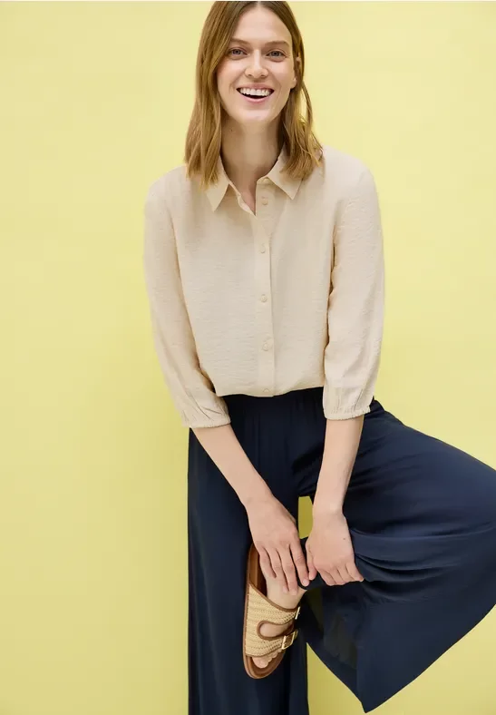 Thumbnail - Cecil Damen Hemdbluse mit Struktur in Beige, Gr: L