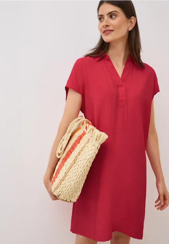 Thumbnail - Cecil Damen Strukturkleid in Unifarbe in Rot, Gr: XL