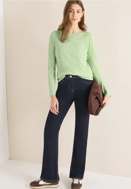 Thumbnail - Cecil Damen Gestreiftes Langarmshirt in Grün, Gr: XXL