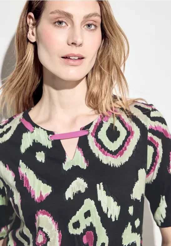 Cecil Damen Print T-Shirt in Schwarz, Gr: XS